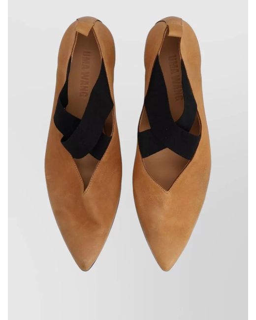 Uma Wang Multicolor Pointed Toe Flat Ballerina Shoes Pull Tab