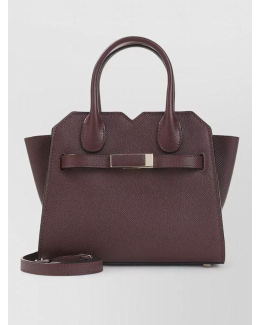Valextra Purple Milano Micro Leather Bag Shoulder Strap