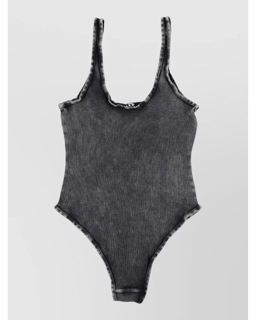DIESEL Gray Ribbed Sleeveless Bodysuit