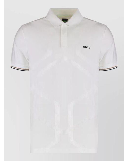 Boss White Slim Fit Polo Shirt Technical Fabric for men