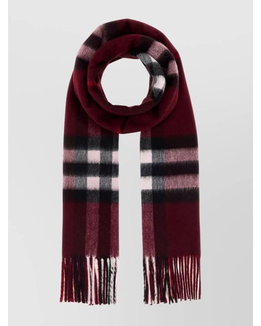 Burberry Cashmere Scarf With Embroidered Checked Pattern