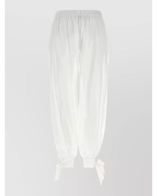 ANDAMANE White Noor Pants Ankle Ties Sheer Detail