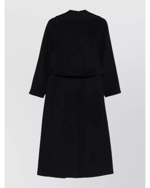Paltò Black Paola Wool Coat Belted Waist Lapel