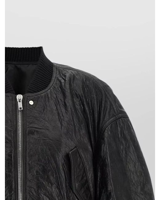 Rick Owens Black 'Secchia Cropped Flight' Bomber Jacket