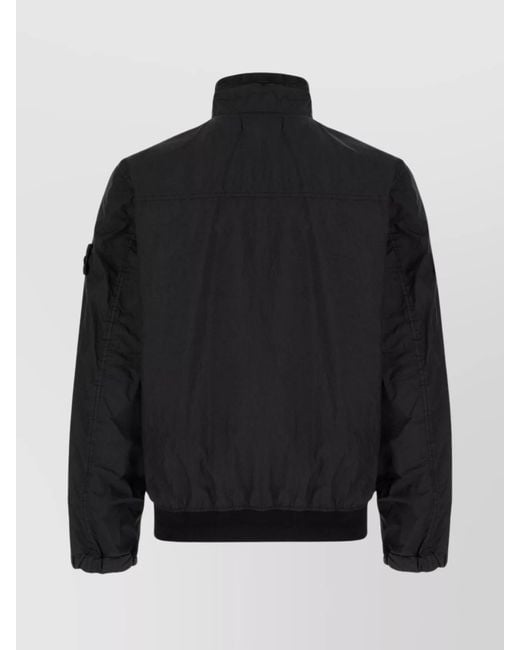 Stone Island Black Windbreaker Nylon Funnel Neck for men