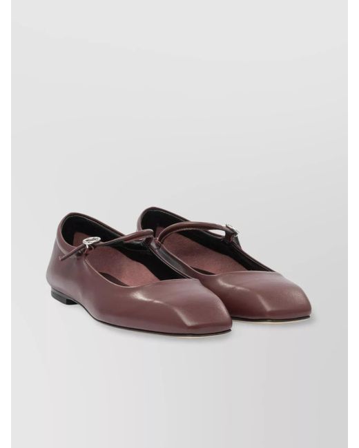 Aeyde Brown Round Toe Buckle Detail Flat Sole Ballerinas