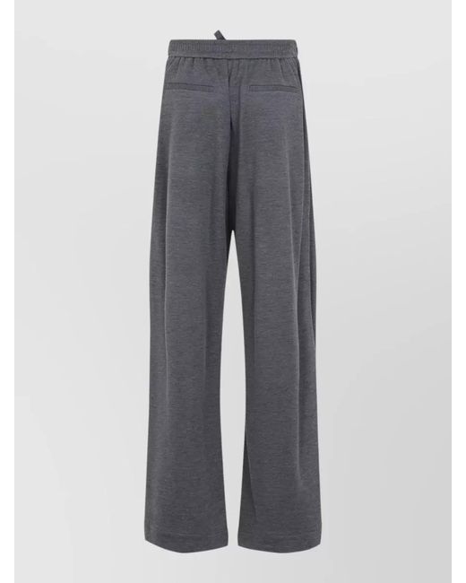 Brunello Cucinelli Gray Cotton Blend Pants Wide Leg Design