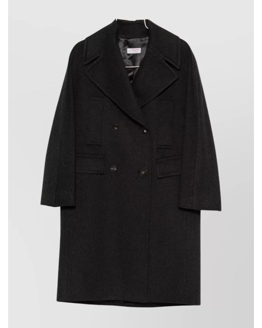 Alberto Biani Black Silk Double-Breasted Coat