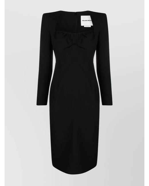 Roland Mouret Black Wool And Silk Blend Tube Dress Midi