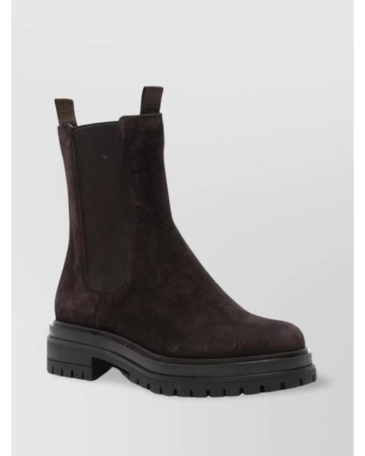 Gianvito Rossi Black Chunky Sole Suede Ankle Boots