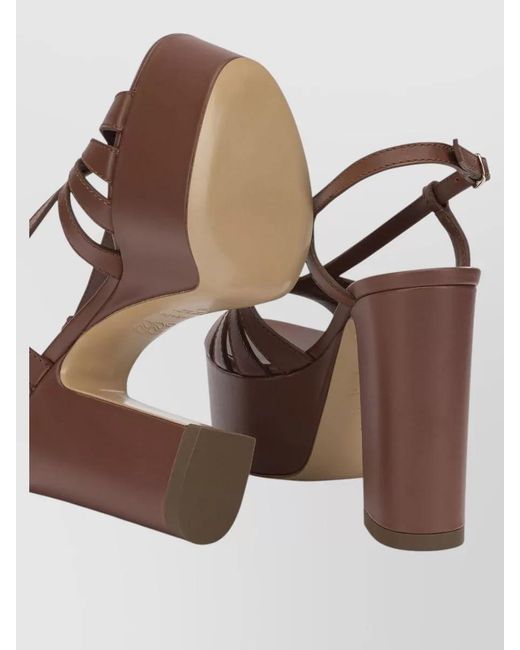 Casadei Brown Platform Open Toe Sandals Strappy Design