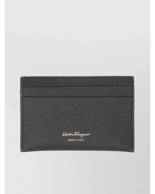 Ferragamo Gray Gancini Textured Leather Card Holder