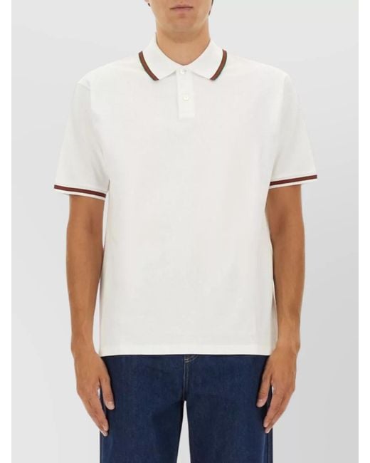 Gucci White Embroidered Polo Shirt for men