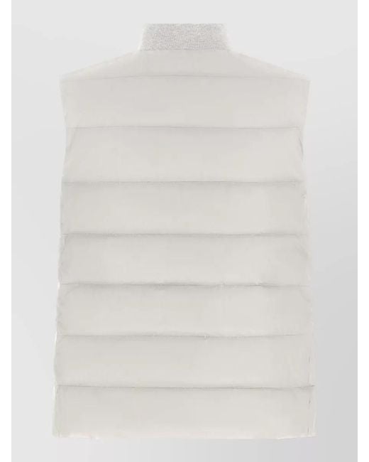 Brunello Cucinelli White Heraldic Patch Quilted Technical Vest