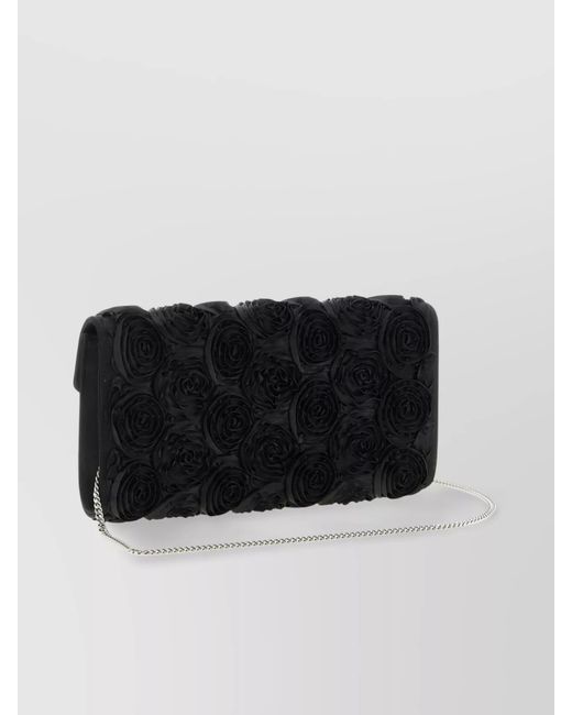 Roger Vivier Black Silk Efflorescence Clutch Bag
