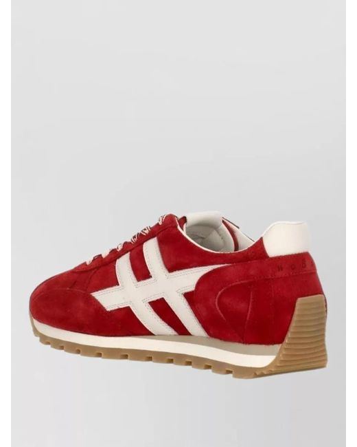 Hogan Red Suede Leather Low Top Sneakers Rubber Sole