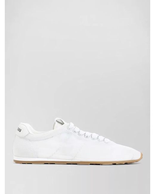 Miu Miu White Lace Up Sneakers Retro Inspired Design
