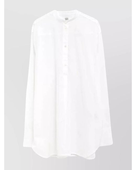 Totême White Cotton Stand Collar Shirt