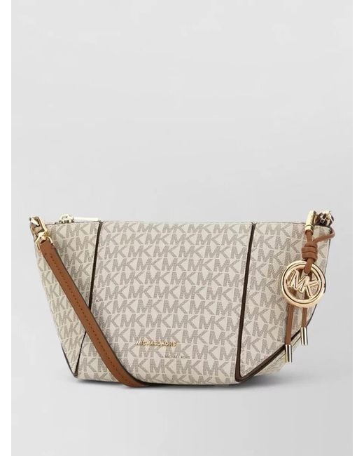 Michael Kors Natural Printed Canvas Jordi Crossbody Bag