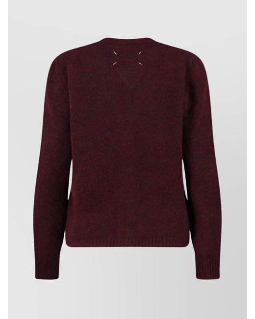 Maison Margiela Purple Wool V-Neck Long-Sleeve Cardigan
