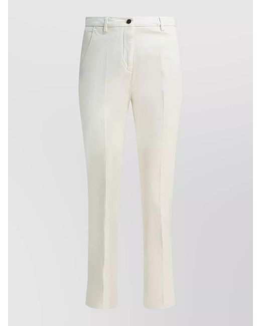 Briglia 1949 White Tailored Trousers Featuring Belt Loops Pockets