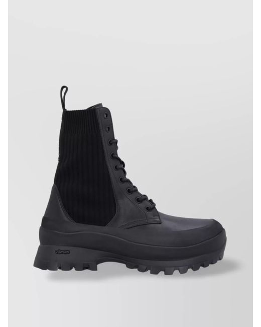 Stella McCartney Black Logo-Strap Chelsea Combat Boots