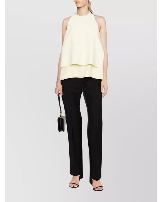 Jil Sander Natural Halterneck Sleeveless Open Back Blouse