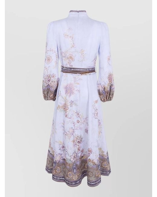 Zimmermann White Luna Floral Belted Midi Dress