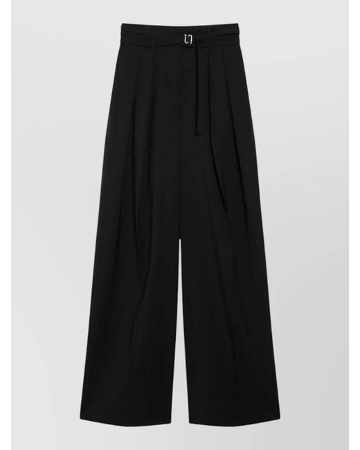 Sportmax Black Stretch Wool Wide-Leg Trousers
