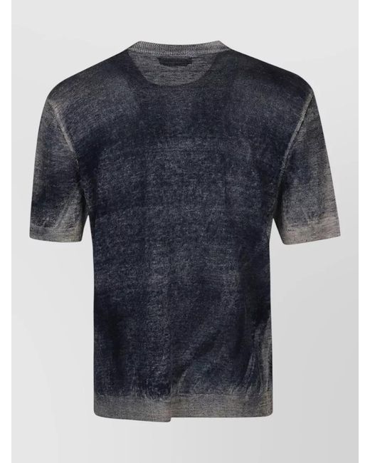 Original Vintage Blue Linen T-Shirt Round Neck Short Sleeves for men