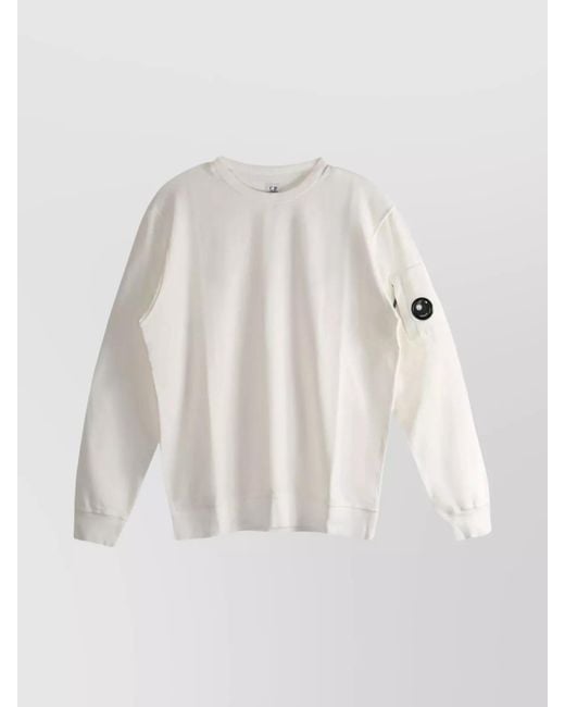 C P Company White Cotton Crewneck Sweatshirt for men