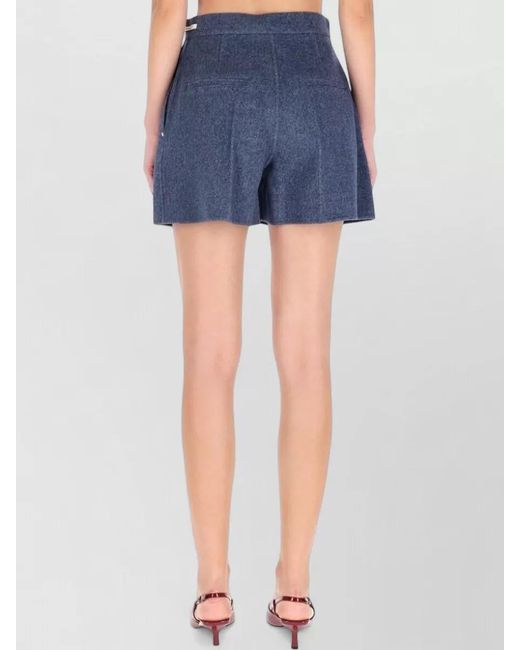 Sportmax Blue High Waist Pleated Shorts Braiesi Pockets