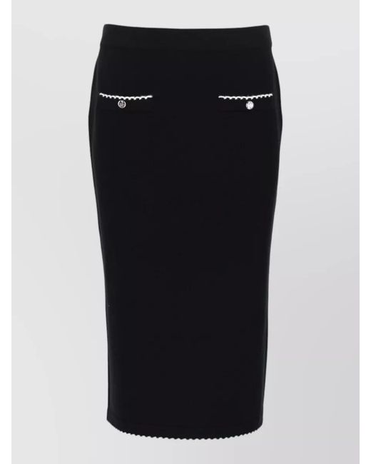 Tory Burch Black Wool Pencil Skirt