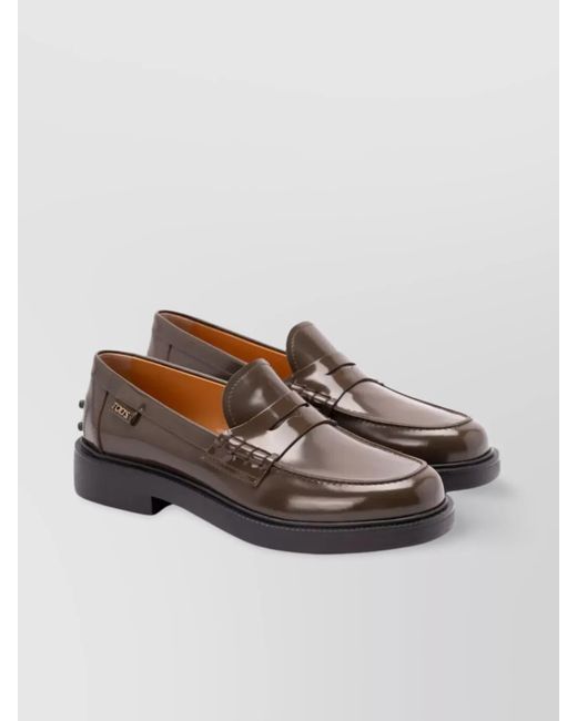 Tod's Brown Leather Penny Loafers