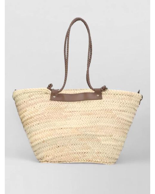 Castaner Natural Shoulder Bag Campania Braided Handles Rectangular