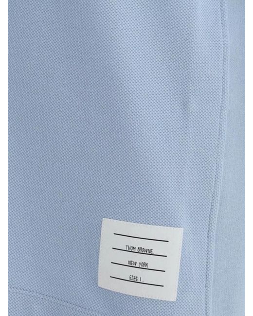 Thom Browne Blue Cotton Short-Sleeve Polo Shirt for men