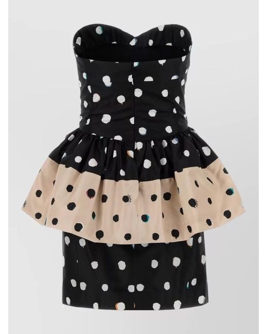 Fendi Women's Black Printed Taffeta Bustier Mini Dress - coffeafoods.com