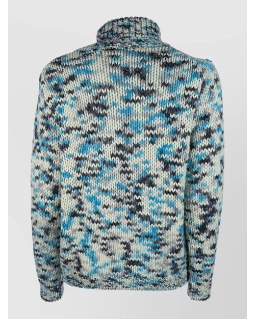 Daniele Fiesoli Blue Turtleneck Knitwear Long Sleeves Ribbed Trims for men