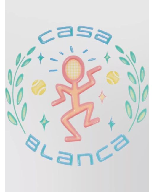 Casablanca White Graphic Crew Neck Short Sleeve T Shirt for men
