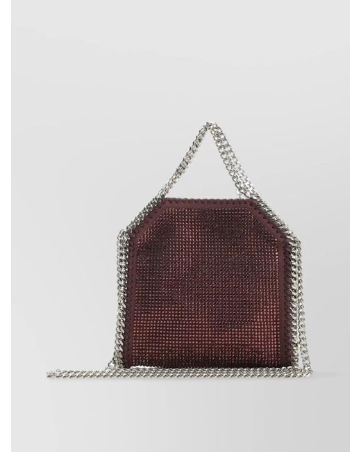 Stella McCartney Brown Falabella Tiny Crystal-Embellished Crossbody Bag
