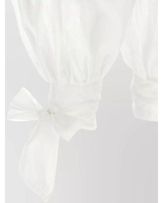 ANDAMANE White Noor Pants Ankle Ties Sheer Detail
