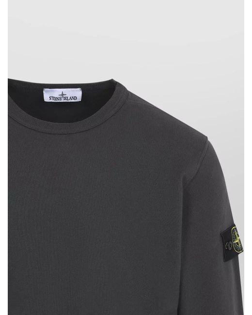 Stone Island Gray Cotton Crewneck Sweatshirt Long Sleeves Regular Fit for men