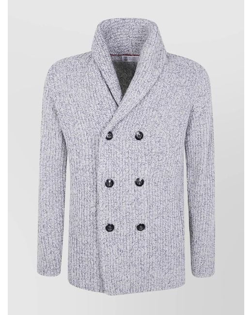 Brunello Cucinelli Gray Wool Double-Breasted Jacket for men
