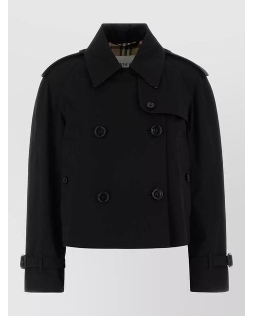 Burberry Black Myfair Cotton Trench Coat Belted Epaulettes