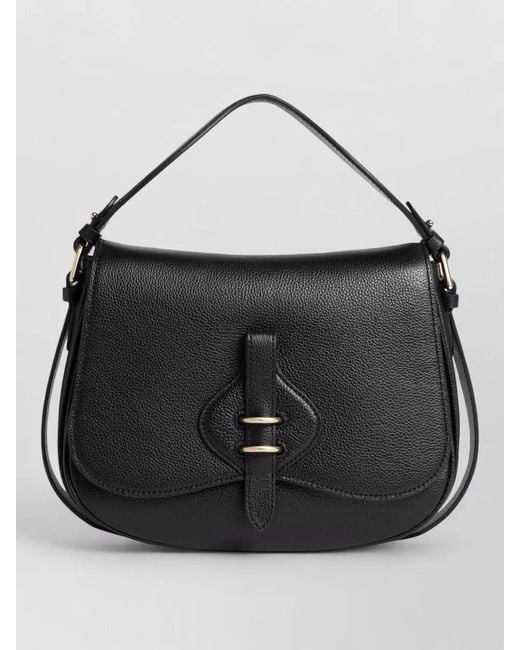 Coccinelle Black Shoulder Bag Adjustable Strap Metal Accents