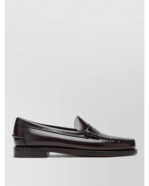 Sebago Black Leather Loafers Penny Strap Round Toe for men