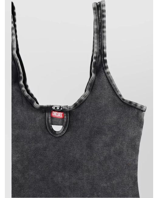 DIESEL Gray Ribbed Sleeveless Bodysuit