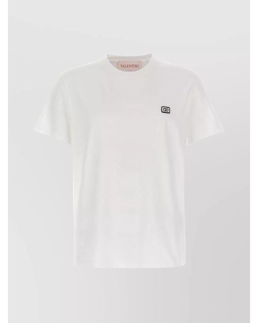 Valentino Garavani White Cotton Logo Print T-Shirt for men
