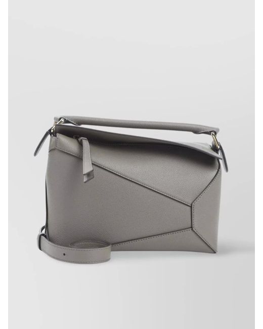 Loewe Gray Mini Bag With Geometric Design And Adjustable Strap