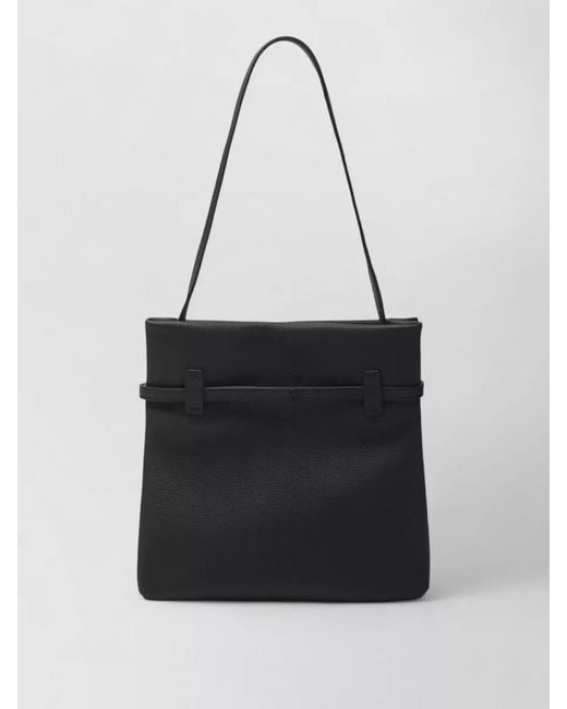 MANU Atelier Black Bag Textured Finish Shoulder Strap Design